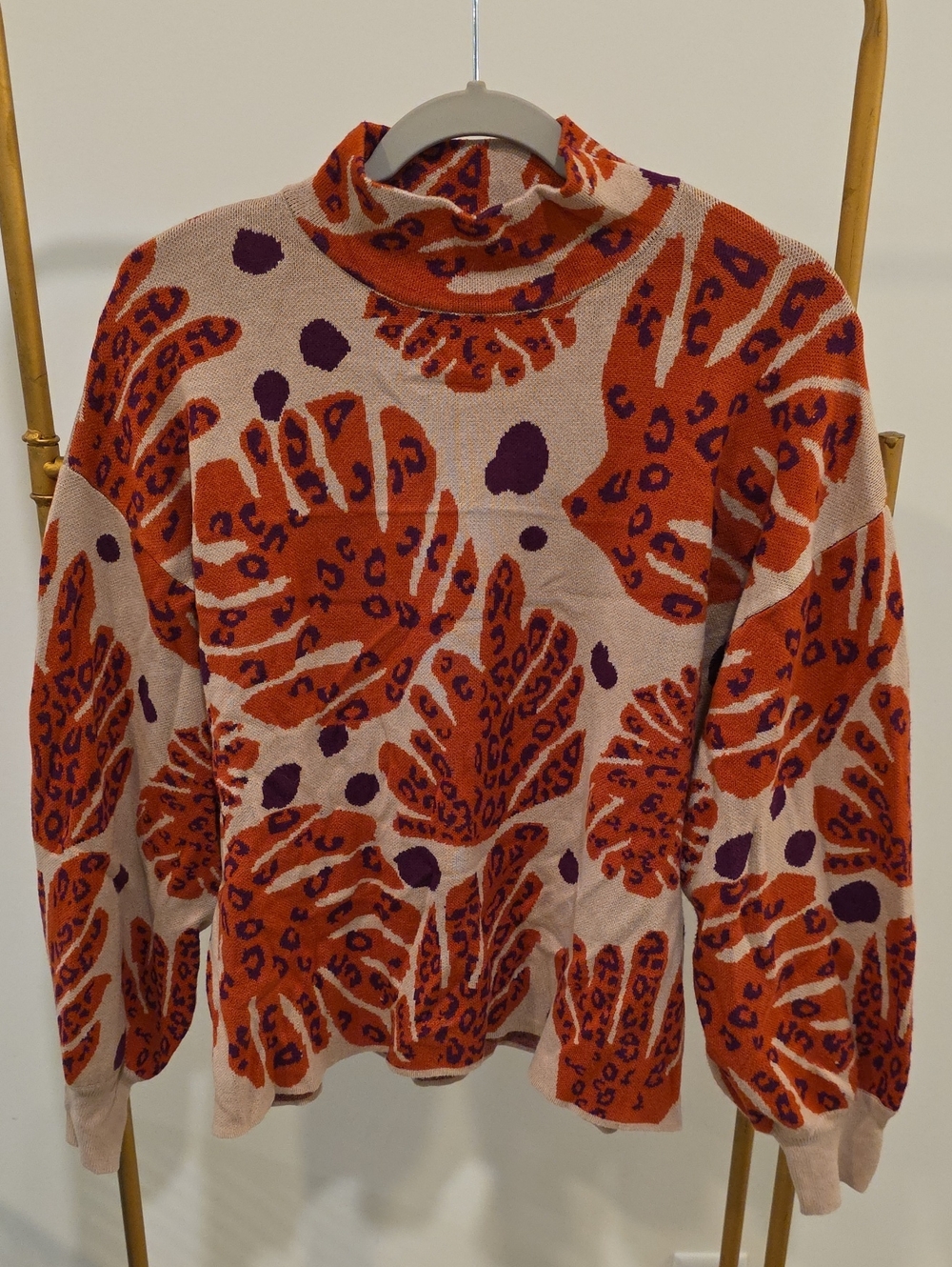 Fate Rust & Plum Patterned Turtleneck Sweater